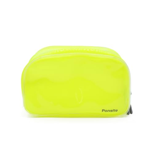 PONETTE - Neceser Verano - Bolsa de Aseo para Playa, Piscina, Viaje, Gimnasio y Uso Diario - Gran Capacidad, Ligero y Plegable - Neceser Lanzarote Diseño Transparente con Efecto Brillo (Amarillo)