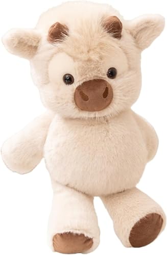Aubzy Rennendes Kalb Plüschtier 45cm Weiches Kuh Kuscheltier Niedliche Hochlandrind Stofftier zum Kuscheln & Dekoration Begleiter & Geburtstagsgeschenk für Jungen Mädchen Erwachsene(Khaki)