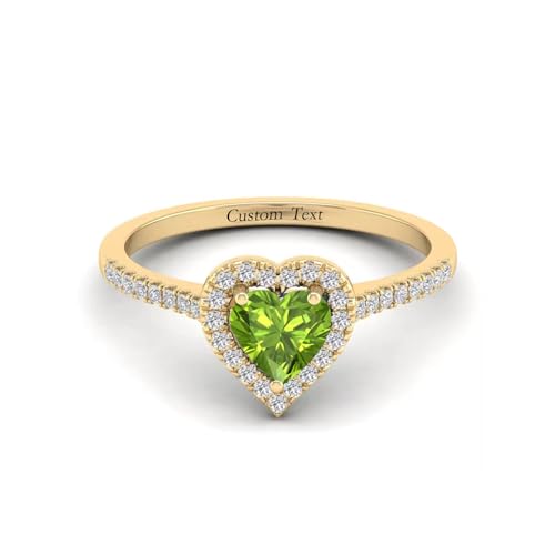 10K 14K 18K Gold 0.28 Cttw Moissanite/Natural Diamond Heart Shaped Gemstone Engagement Ring for Women 1 Carat Halo Heart Birthstone Promise Ring
