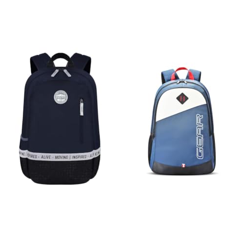 Image of Gear Bomber Eco Statement 22 Ltrs India.Ink-Black Casual Backpack (BKPECOSNT5201) + 14 cms Blue Casual Backpack (MDBKPECO50504)