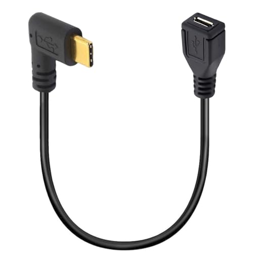 OpenII Câble micro USB vers type C, coudé à 90 degrés USB C mâle vers micro B femelle adaptateur convertisseur pour MacBook Pro, ordinateur portable,...