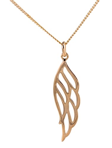 Pendentif Plume Aile en vrai plaqué or. Ensemble avec chaine et boite coffret inclus. Cadeau bijou femme jeune et mode