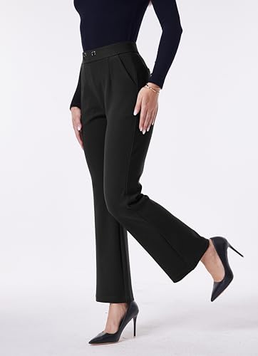 heipeiwa Women's Dress Pants Bootcut High Waist Pull on Comfort Work Business Casual Slacks Pant3