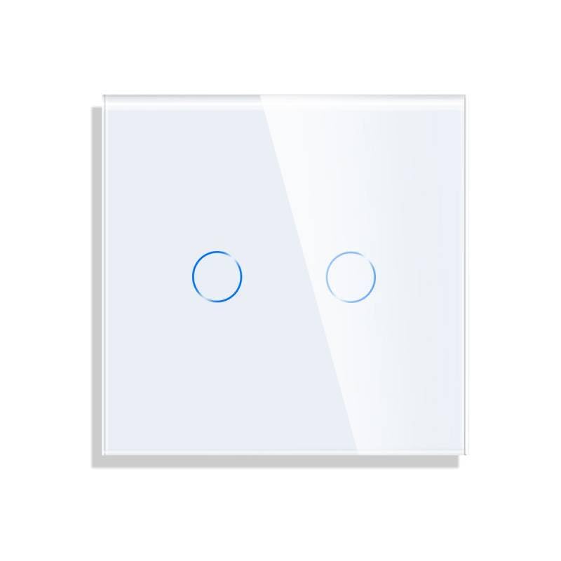 LEDBOX Conmutador táctil doble KOOB frontal cristal blanco