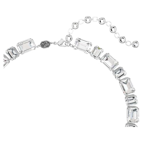 Swarovski Collana Tennis Millenia, Taglio Ottagonale, Bianca, Placcato Rodio - 3