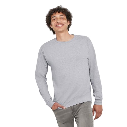 Hanes mens Essentials Long Sleeve T-shirt Value Pack (4-pack) fashion t shirts, Light Steel, Large US