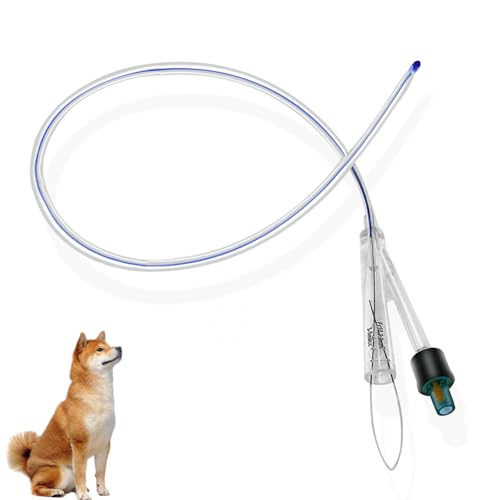 Dog Urinary Catheter – Dual-Lumen Catheter with Metal Guide Wire, Premium Silicone Urinary Catheter for All Dog Breeds (6Fr, Ø 2.0mm, L 32cm)-5PCS