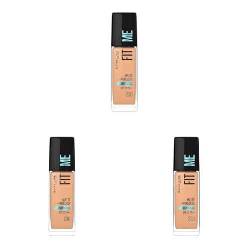 Image of Maybelline New York Fit Me Matte + Poreless Liquid Foundation, 230 (Pack of 3)