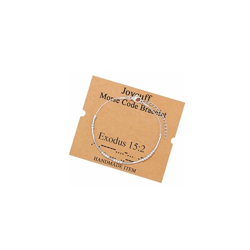 Image of JoycuFF Inspirational Morse Code Bracelets for Women Silver Beads Jewelry Encouragement Mantra Gifts for Her
