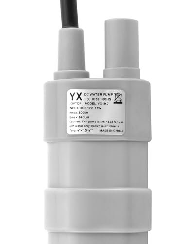 QWORK 12V Tauchwasserpumpe 840L/H 5 Maximale Wasserhöhe Mikromotor Wasserpumpe für Wohnmobil Teich Aquarium Brunnen