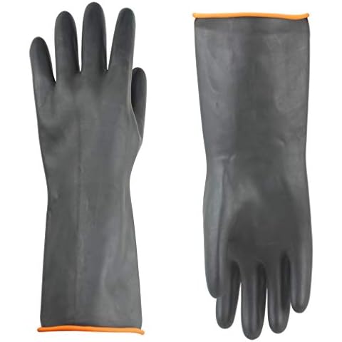 Chemical Protective Gloves for Men-Industrial Chemical Gloves Long Waterproof Gloves-Pond Gloves-Heavy Duty Acid-Alkali Work Gauntlets Gloves (14") Cover