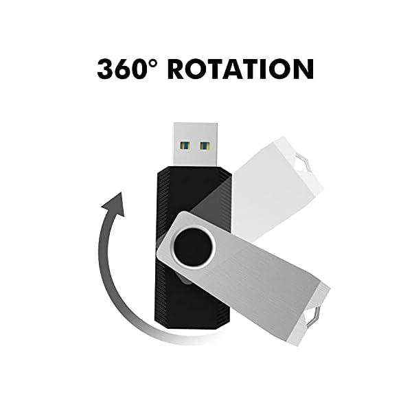 USB Stick 16GB, 10 Stück RAOYI USB Stick 16GB 2.0, Speicherstick 16GB USB Flash Laufwerk mit Metalldeckel 360° drehbar für Laptop/PC/TV/Autoradio, Schwarz 10er Pack – Bild 5