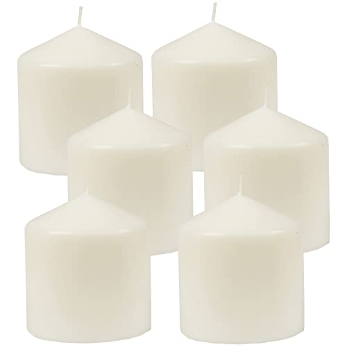 HS Candle Stumpenkerzen Wachskerzen Ø8cm x 8cm (6er Pack) Weiß - Lange Brenndauer, Hergestellt in EU, Kerzen Blockkerzen - Wachs Stumpen Cover