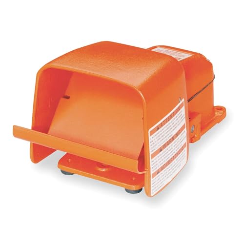 Linemaster 511-BG Hercules Anti-Trip Foot Switch, Electrical, Single Pedal, Momentary, Single Stage, Oversized Aluminum Shield, Orange