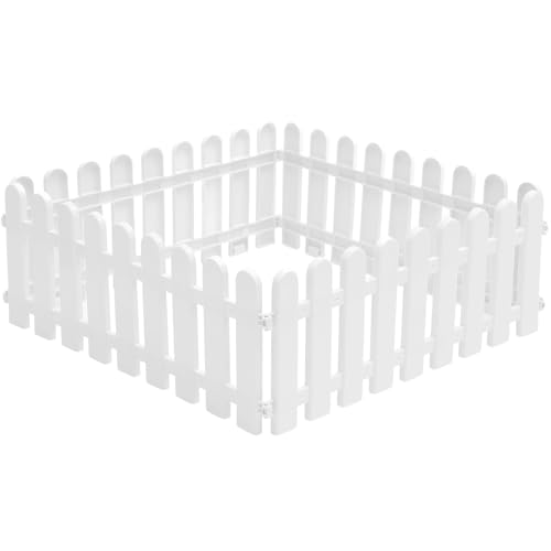 ibasenice Barriere Jardin Exterieur Blanche en Plastique 4pcs, Clôture Décorative pour Bordure de Pelouse et Protection des Plantes de Jardin