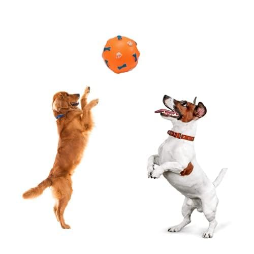 Dog Trust Squeaky Vinyl Dog Toy Ball with Colorful Dog Paw and Bone Pattern Ball for All Breeds Dogs and Puppies (Colour May Vary)