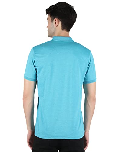 Image of Monte Carlo Mens Casual Cotton Blend Solid Turqoise T-Shirt |22203650-6