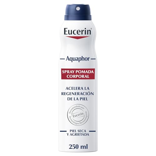Eucerin Aquaphor Pomada Corporal en Spray (250 ml), hidratante corporal para zonas de difícil acceso enriquecido con Glicerina, crema para cuerpo hidratante para piel seca y agrietada