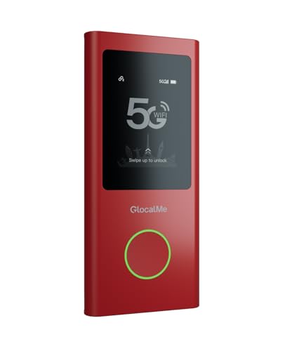 Image of GlocalMe Protective Travel Case and Red Numen Air 5G Mobile Hotspot, Portable WiFi Hotspot for Travel in 200+ Countries, Ultra High Speed Hotspot Device with Speed Up to 2.5Gbps, No SIM Card