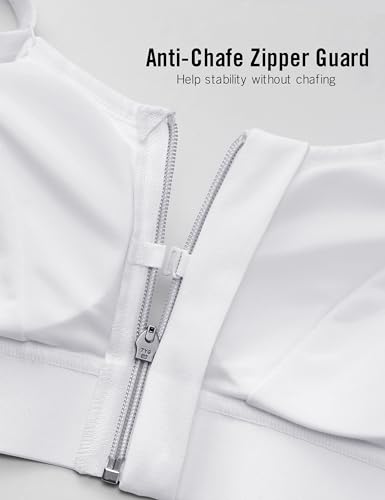 Image of SYROKAN Zip Front Velcro Straps Sports Bra Plus Size | High Impact, Wireless, Removable pads, Plus Size, Running Bra