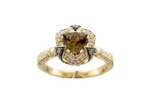 LE VIAN 5/8 Carat Vanilla and Chocolate Diamond with Chocolate Tanzanite Ring for Women | 14k Yellow Gold Statement Ring for Her (H-I, Brown, SI1-SI2, 0.65 cttw) Promise Wedding Anniversary Size 6