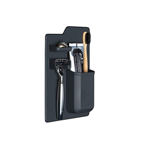 Tooletries - The Harvey (Charcoal), Silicone Waterproof Toothbrush Holder/razor Holder For Small Toiletry