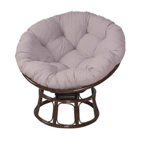 Cojín redondo grueso y suave para sillón de ratán al aire libre, jardín, balcón y sala de estar, color gris, 160 x 160 cm