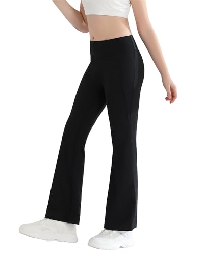 Angel season Flare Leggings for Girls Bell Bottoms Yoga Dance Pants Kid High Waist with Pocket Teen Sport Size 7-14