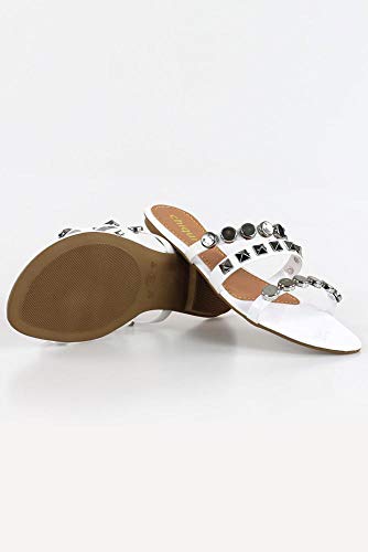 Sandália Chiquiteira Rasteira Cravinho Verniz Branco Mf 35