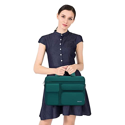 Image of MOSISO Laptop Shoulder Messenger Bag Compatible with MacBook Pro 16 inch 2021 2022 A2485 /2019-2020 A2141,15-15.6 inch Notebook with 2 Raised&1 Flapover&1 Horizontal Pocket&Handle&Belt, Teal Green