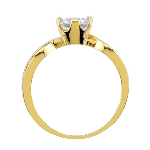 Silvershake 6MM Round Shape Gemstone White Gold Plated or Yellow Gold Plated 925 Sterling Silver Anniversary Engagement Solitaire Ring Jewelry for Women4