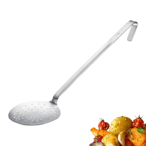 Skimmer Pro - Mestolo in acciaio inossidabile con gancio per appendere - perfetto per schiumare friggere e cucina professionale - àò 12 cm argento