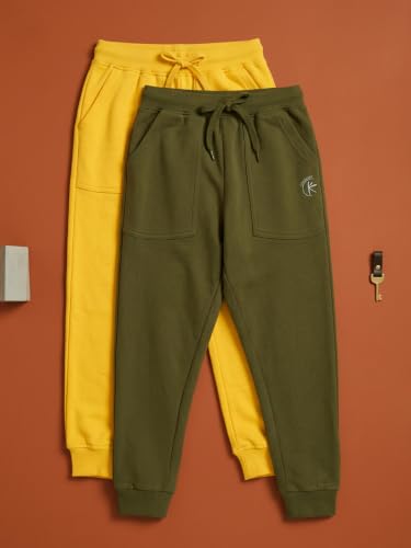 Image of KiddoPanti Boys Solid Fleece Track Pants | Cotton Poly Fleece Fabric | Ankle Length Bottom Rib | 2 Front Patch Pocket | Elastic Waist & Drawcord | Jogger Track Pants for Boys