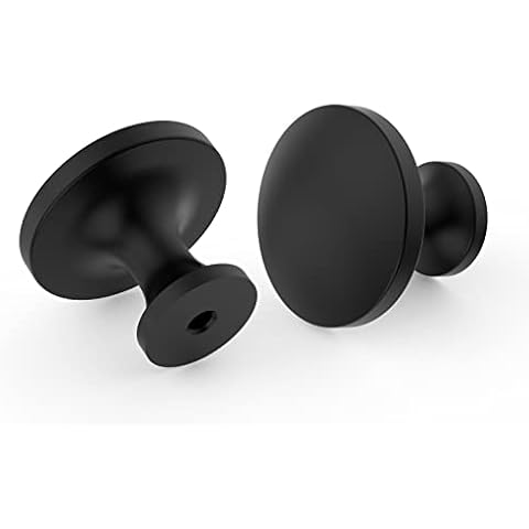 9BUILD 5 Pack 30mm Black Drawer Knobs Cabinet Knobs Black Cupboard Knobs Round Kitchen Door Knobs Zinc Alloy Dresser Knobs Single Hole Wardrobe Knobs Cover