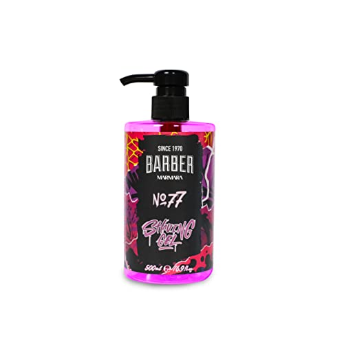 BARBER MARMARA Gel de afeitado para hombre No.77 - Gel de afeitado transparente para hombre, 500 ml, para un afeitado preciso de los contornos de la barba, deslizamiento óptimo, enfría la piel Cover