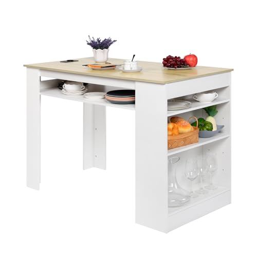 EGGREE Multifunktionstisch Esstisch mit Aufbewahrungsregalen und...