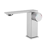 HGTRH Rubinetto da Bagno, Miscelatore con Acqua Fredda e Calda con Valvola in Ceramica in Acciaio Inossidabile 304 Aeratore Antispruzzo Design Ad Angolo di 90° Facile da Installare D