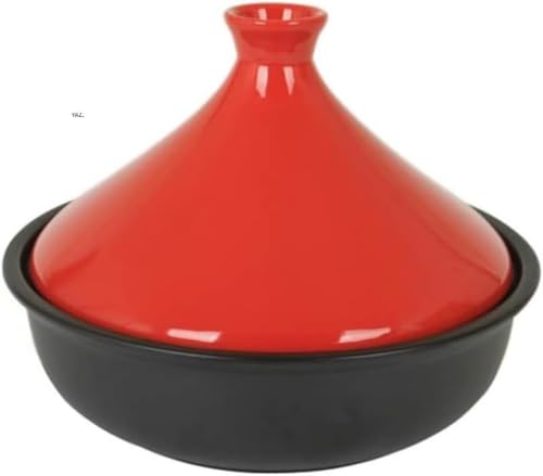 MLTUN MAKAN 日本製タジキ鍋、スープ蒸し器、キャセロール、キッチン用品、タジキカバー、高温ガス耐性 (レッド,22cm)