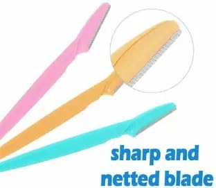 Eyebrow and Upper Lip Razors for Women, 3 Pieces per Pack, 2 Pack Set, Multi-Color