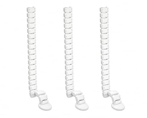 Image of Cable Management Kit, Adjustable Quad Entry Flexible Spine Wire Organiser, Desk Cord Snake System for Home Office, Computer, TV and Workstation (17 Cord Snake - White (Pack of 3))