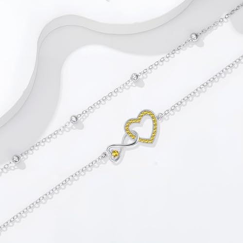 Image of Anklet for Women 925 Sterling Silver Double Infinity Ankle Bracelet Waterproof Summer Jewelry Anniversary Birthday Gifts for Her