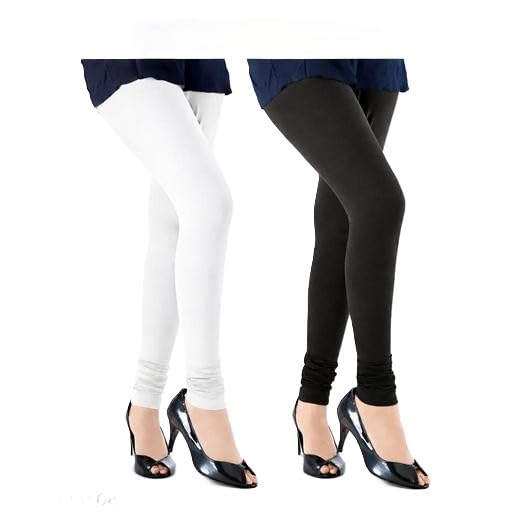 Women's Cotton Full Length Legging, Solid, White and Black, Pack of 2-picture-56