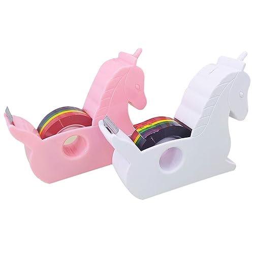 SHINEOFI 2 Piezas adorable cortador de cinta pegatinas etiqueta doble the office merchandise esparadrapo transparente conveniente soporte de cinta soporte para cinta de escritorio páginas