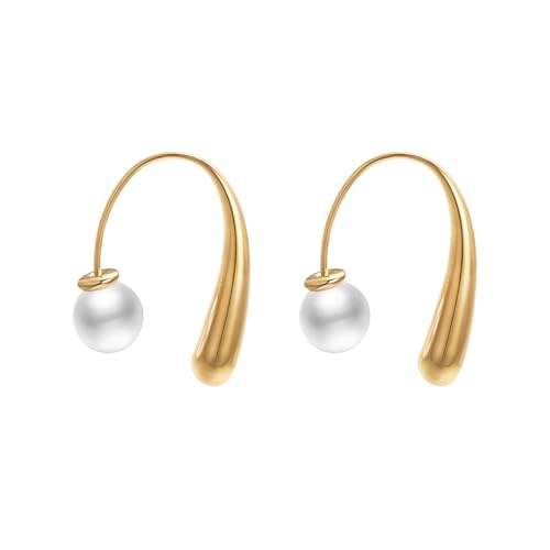 Aleasha Pendientes de perlas Mabe con diamantes de imitación grandes, oro rosa, plata, para mujer, boda, fiesta, graduación, joyería vintage, 1.1, Perla sintética, Perla