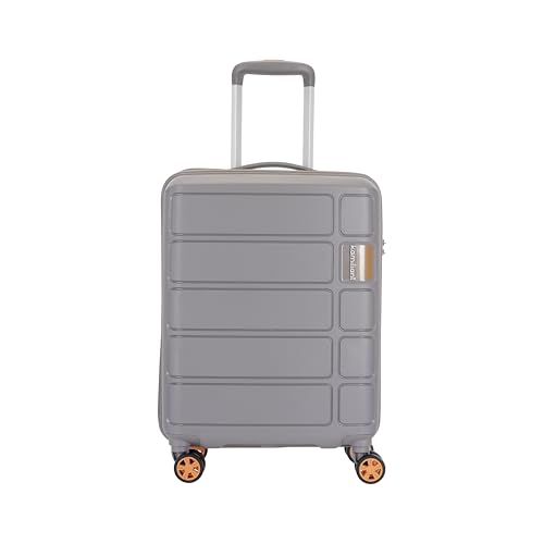 Image of Kamiliant American Tourister Small Harrier Zing 56 Cms Cabin (PP) Hard Sided 8 Wheels Spinner Luggage /Suitcase /Trolley Bag (Light Grey) (Double Wheel), Small