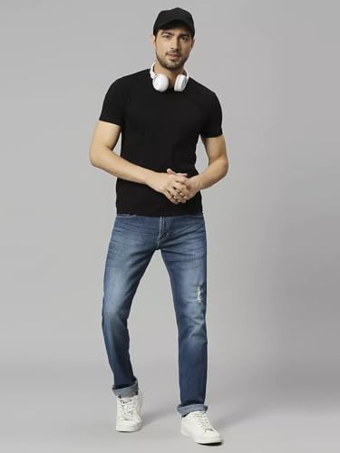 Image of Blue Jeans for Men Regular Fit - Cotton Jeans Pant for Men, Regular Denim Jeans for Boys - Light Fade Jeans for Men
