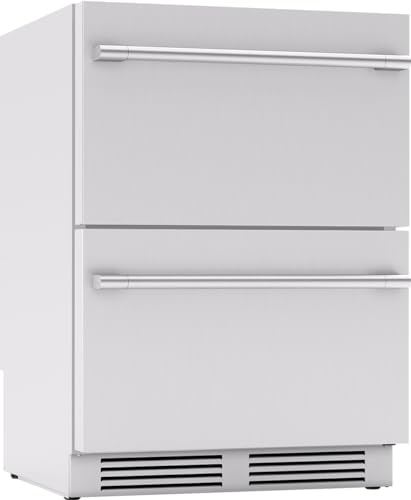 Zephyr Presrv 24 Inch Single Zone Refrigerator Drawers Wine & Beverage Fridge, Stainless Steel Wine Cooler Home Bar Under Counter Freestanding Built In, Energy Star Certified, 5.4 Cu. Ft
