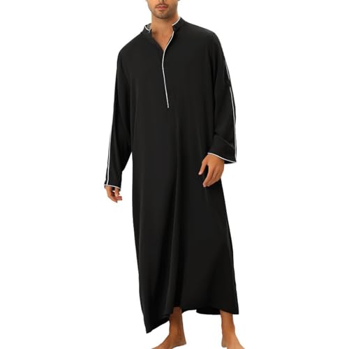 Muslim Men Long Sleeve Thobe Middle East Saudi Arab Kaftan Islamic Abaya Dress Dubai Robes Ramadan Ethnic Clothes