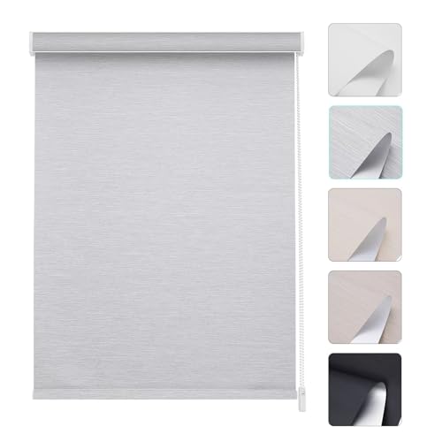 Changshade Size Custom Corded Roller Shades Blackout Roller Window Blinds with Thermal Insulated for Office Living Room Bedroom Kitchen Easy Installation Grey CML-ROL-GY-A