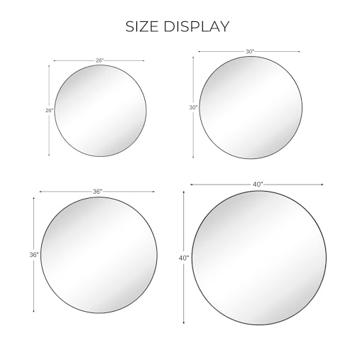 Image of TEHOME Chrome Round Mirror Polished Silver Circular Wall Mirror 40 inch
